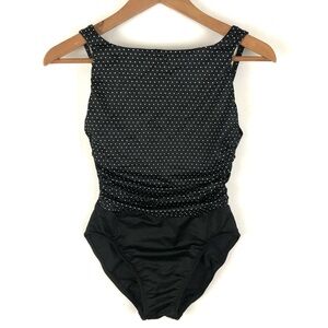 Miraclesuit Classic Black and White Polka Dot Swimsuit